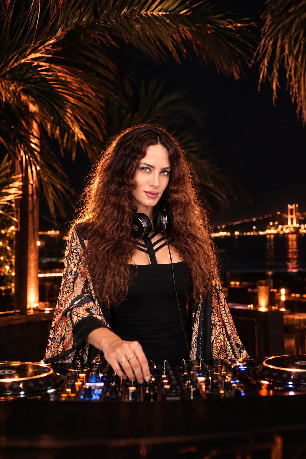 Cansu Yücel DJing at night, Istanbul
