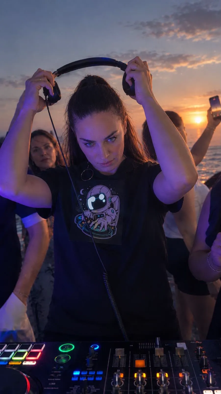 Cansu Yücel DJing at sunset